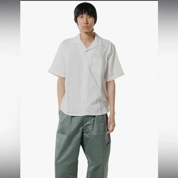 Corridor NYC Men's Hopsack White Casual Button Down Shirt in Medium - Picture 12 of 14